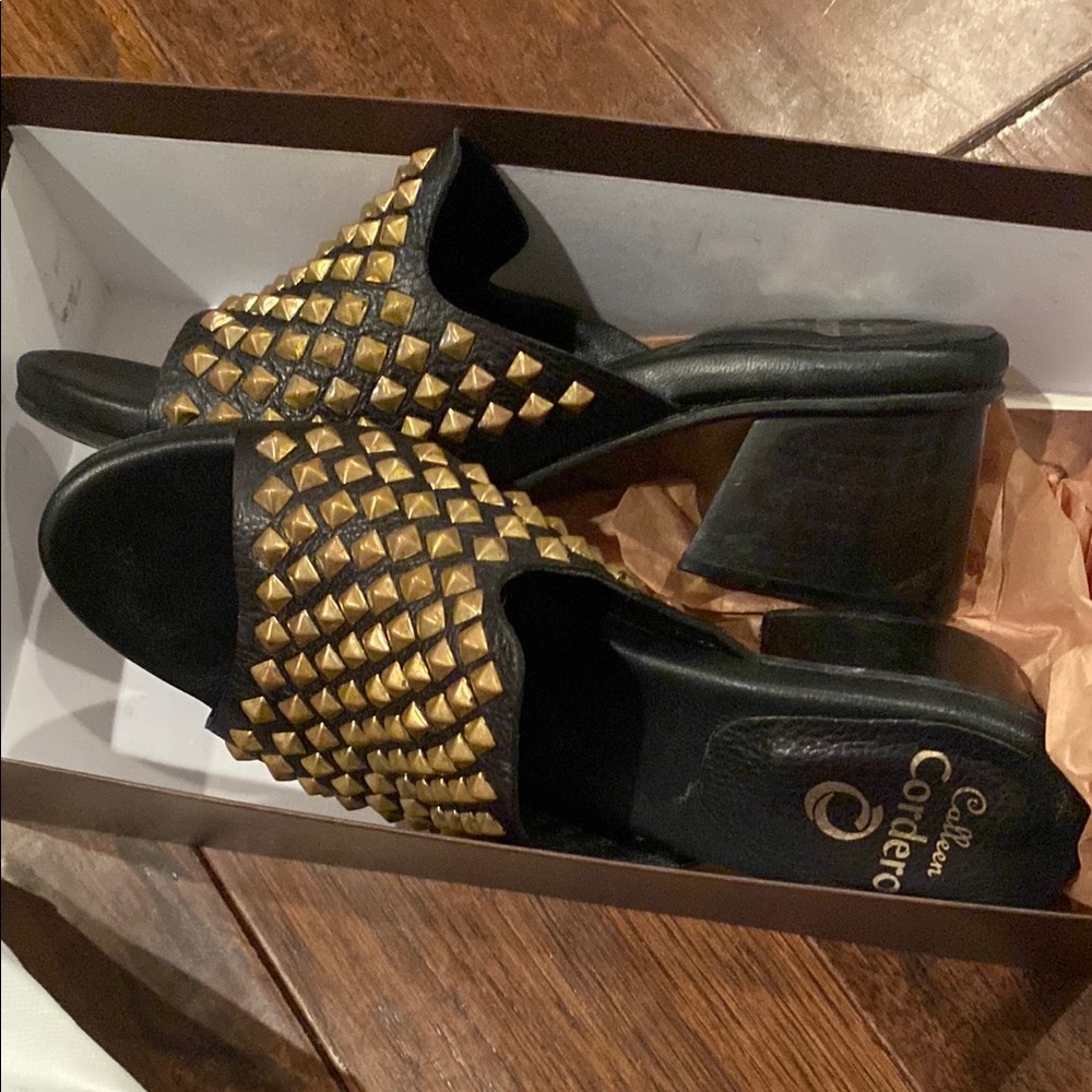 Black and Gold Studded Women's Heels
